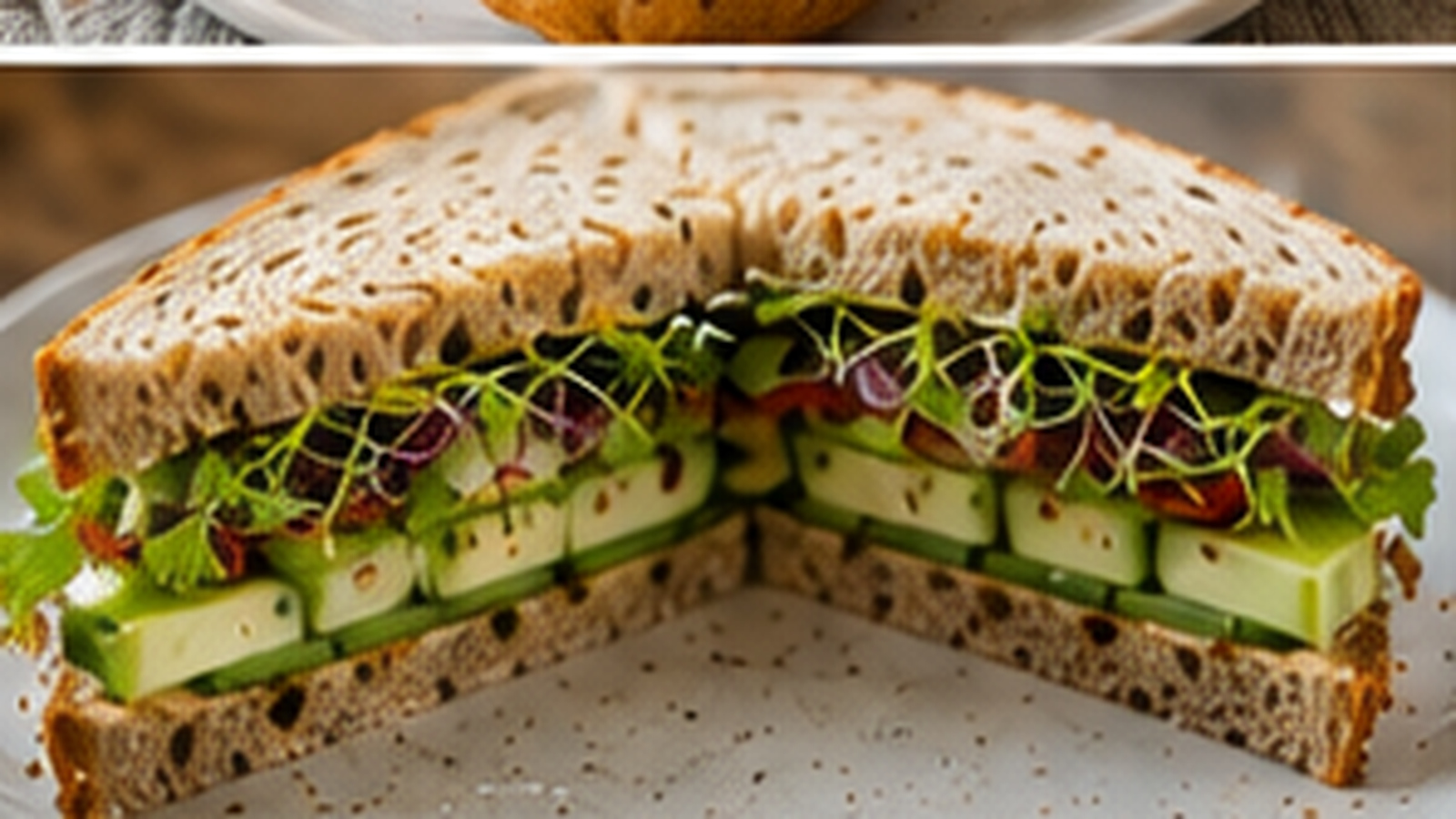 Hummus and cucumber microgreen sandwich with Tiny Greens microgreens