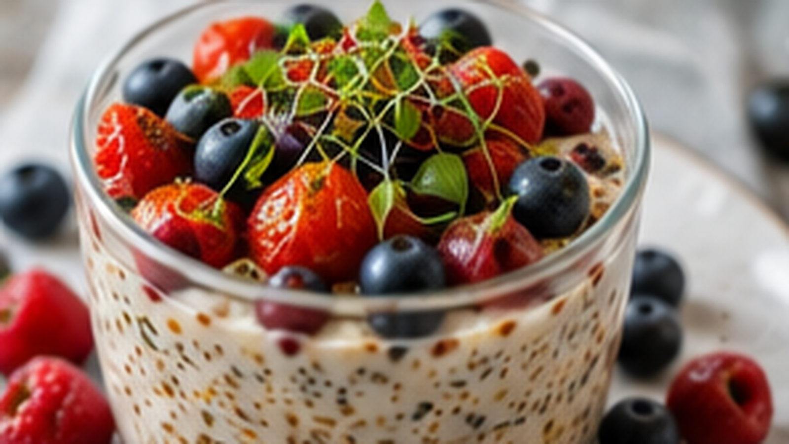 Berry Microgreen Overnight Oats with Tiny Greens microgreens