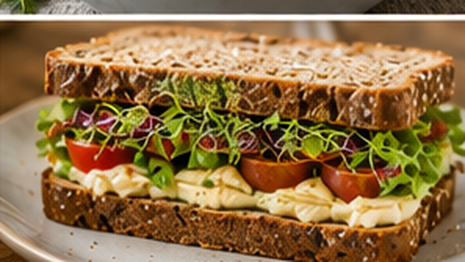 Veggie & Hummus Microgreen Sandwich with Tiny Greens microgreens