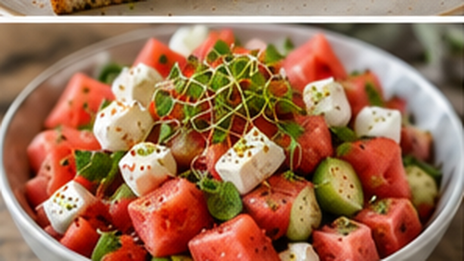 Watermelon Feta Microgreen Salad with Tiny Greens microgreens