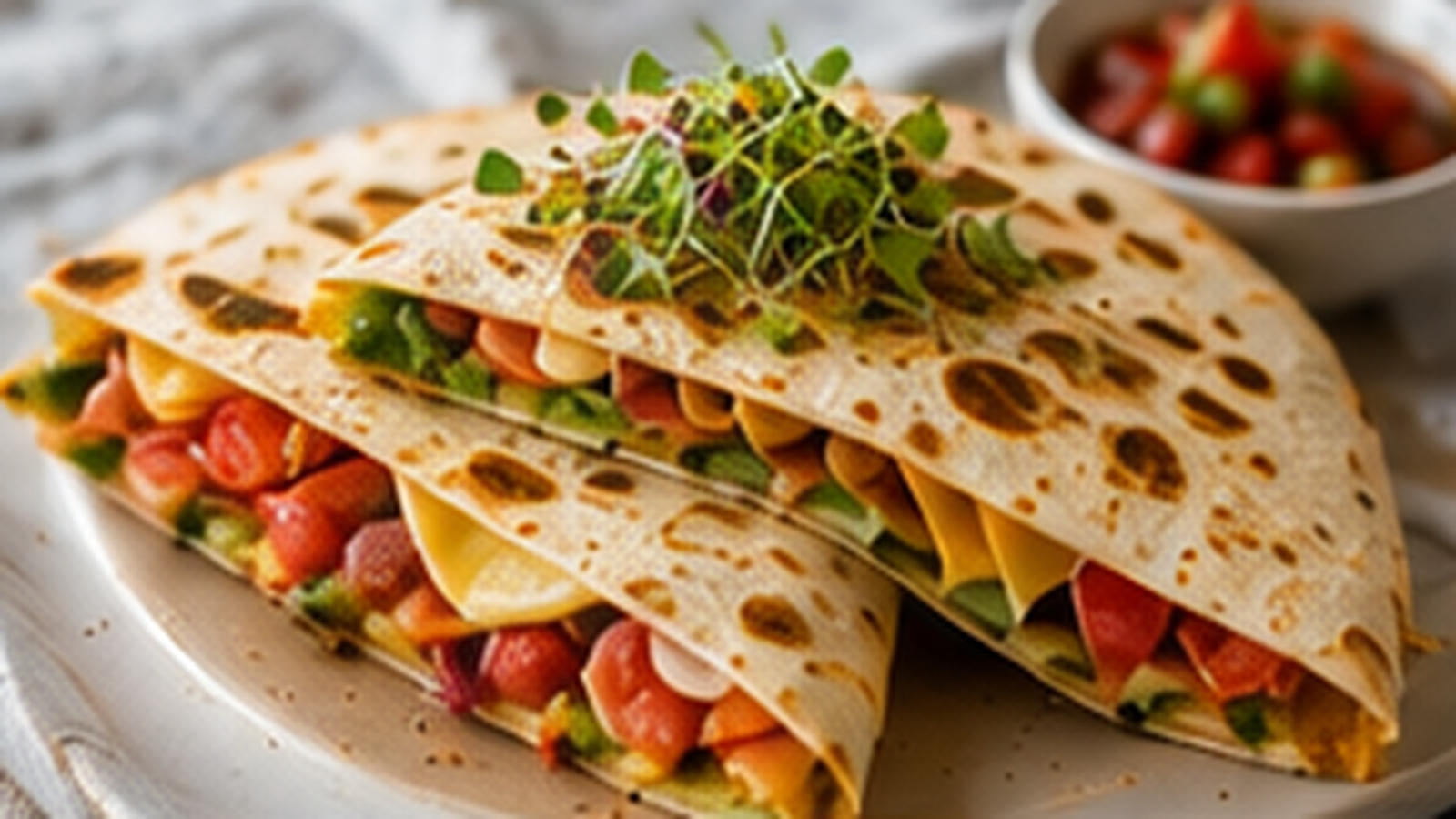 Cheesy Microgreen Quesadilla with Tiny Greens microgreens