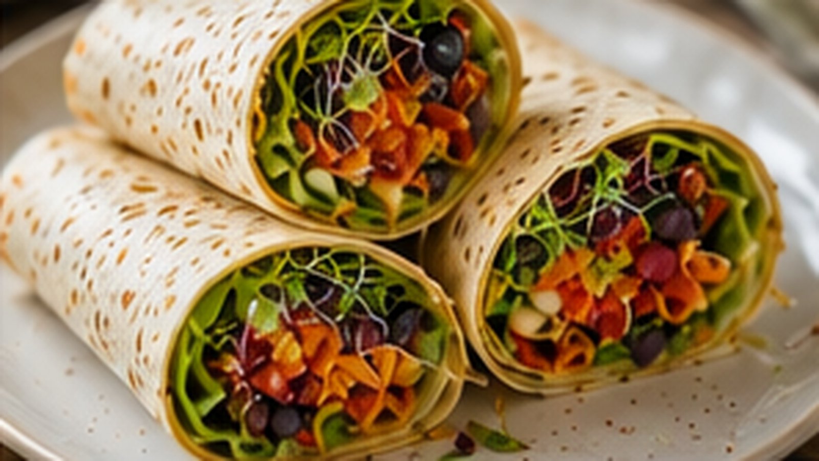 Rainbow Microgreens Veggie Wrap with Tiny Greens microgreens