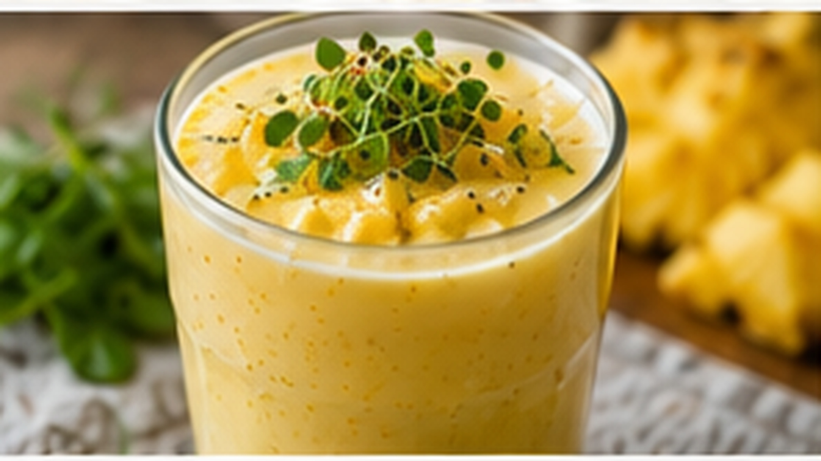 Pineapple Mint Microgreen Smoothie with Tiny Greens microgreens